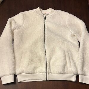 Boden Sherpa White Bomber Jacket